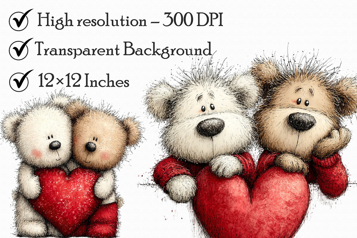 Cute Valentine Bears in Love PNG, an Illustration by Libby Wishes (Photo 3 of 7)