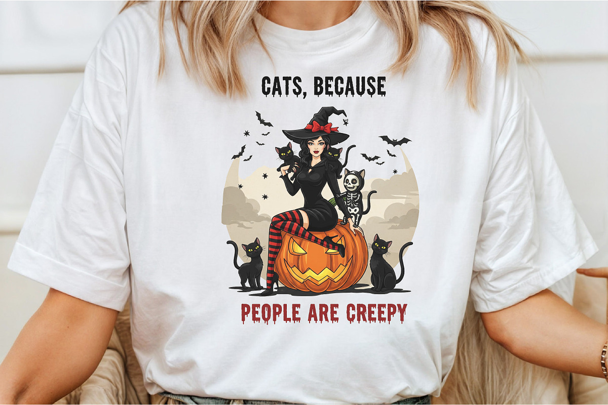 Sarcastic Halloween Cat Witch Creepy, an Illustration by DreamCafeArt (Photo 2 of 7)