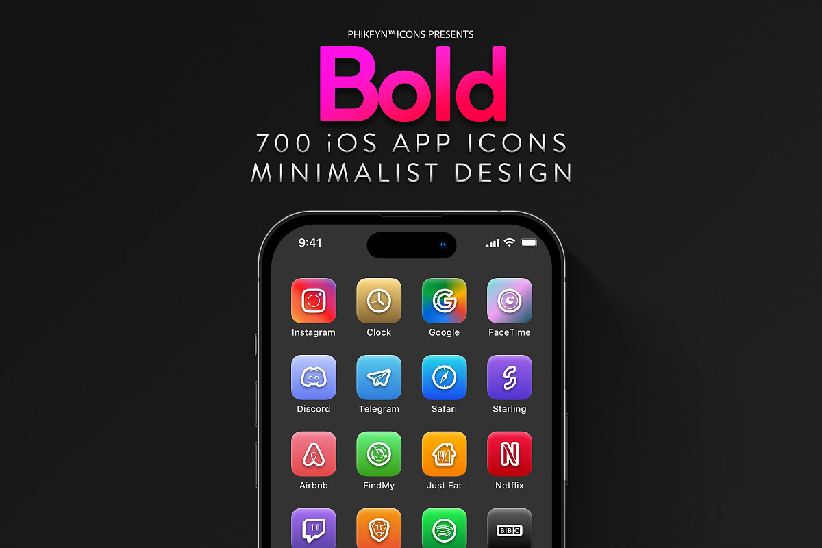 700 Bold and Colourful iOS App Icons, a Solid Icon by Phikfyn Icons (Photo 1 of 6)