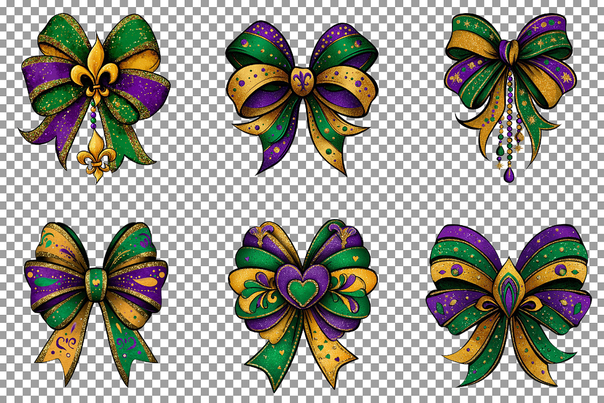 Mardi Gras Bow, Coquette Bow, Mardi, an Illustration by Sublimation Artist (Photo 4 of 6)