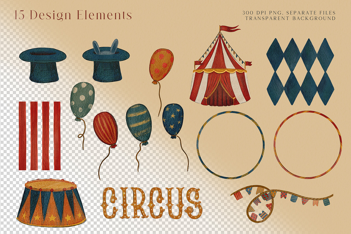 Vintage Circus Animals Clipart, an Animal Illustration by PenguinArtStudio (Photo 4 of 8)