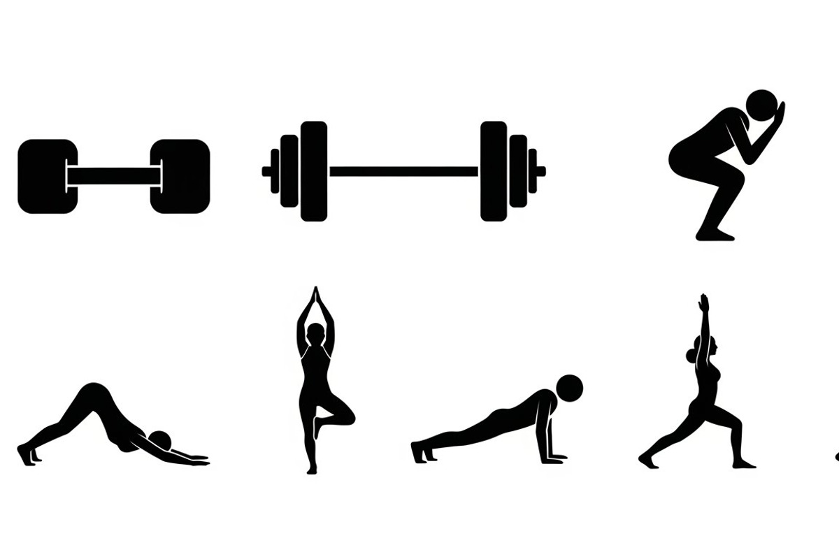 Fitness Workout Silhouette Icon Set, an Illustration by musafir_fashion (Photo 23 of 51)