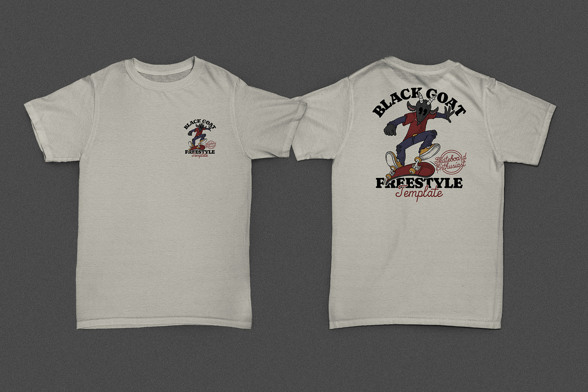 black goat mascot playing skateboard, a Branding & Logo Template by Judsart (Photo 2 of 3)