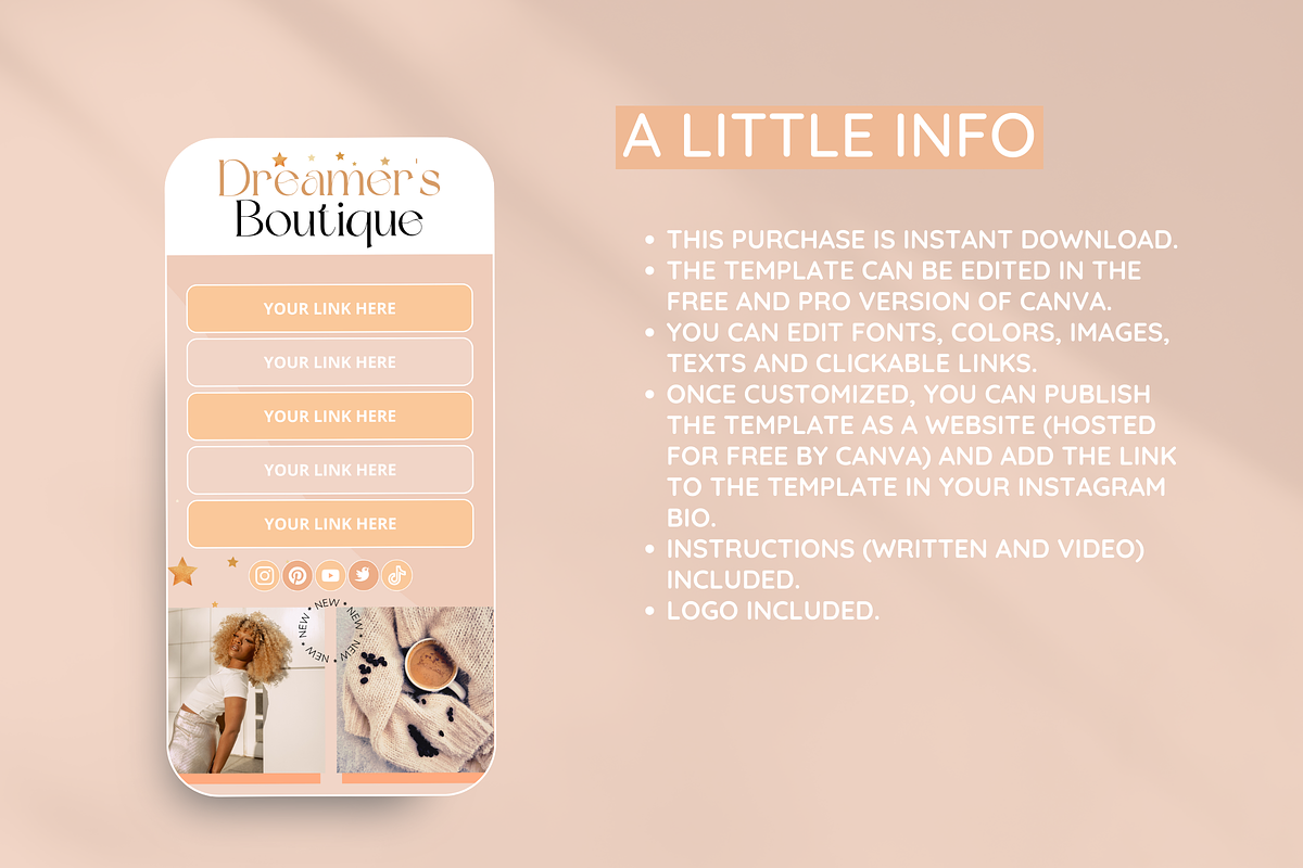 Peach Link in Bio, a Landing Page Template by SunshineStudioBoutique (Photo 3 of 9)