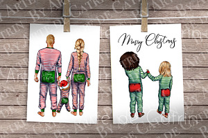 Christmas Pajamas, Family Clipart