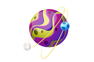 Planet Galaxy Cartoon Vector