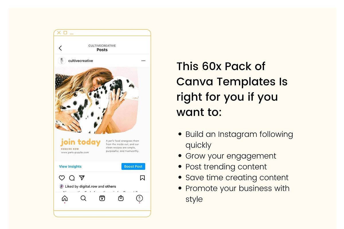 Pets Instagram Feed Canva Templates, a Social Media Template by Cultive Creative (Photo 3 of 13)