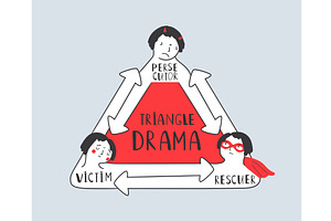 Victim, persecutor, rescuer roles, a Healthcare Illustration by Stock-Smart-Start