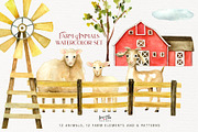 Farm Animals Watercolor Set, an Animal Illustration by Kim Thoa Designs (Thumbnail 1 of 6)