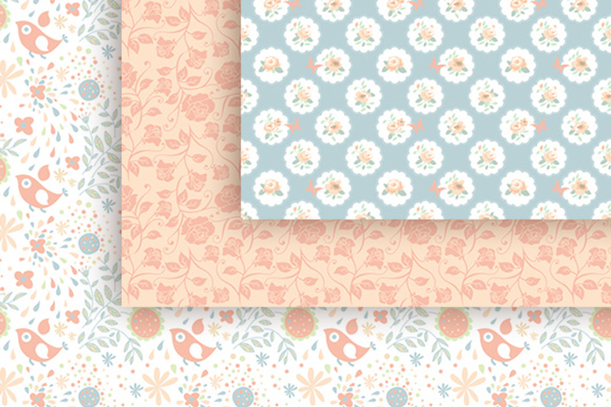 Spring floral romantic papers pack preview 5