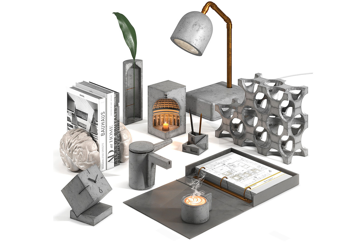Brutalist architectural decor set, an Object 3D Model by Archidizer (Photo 1 of 6)