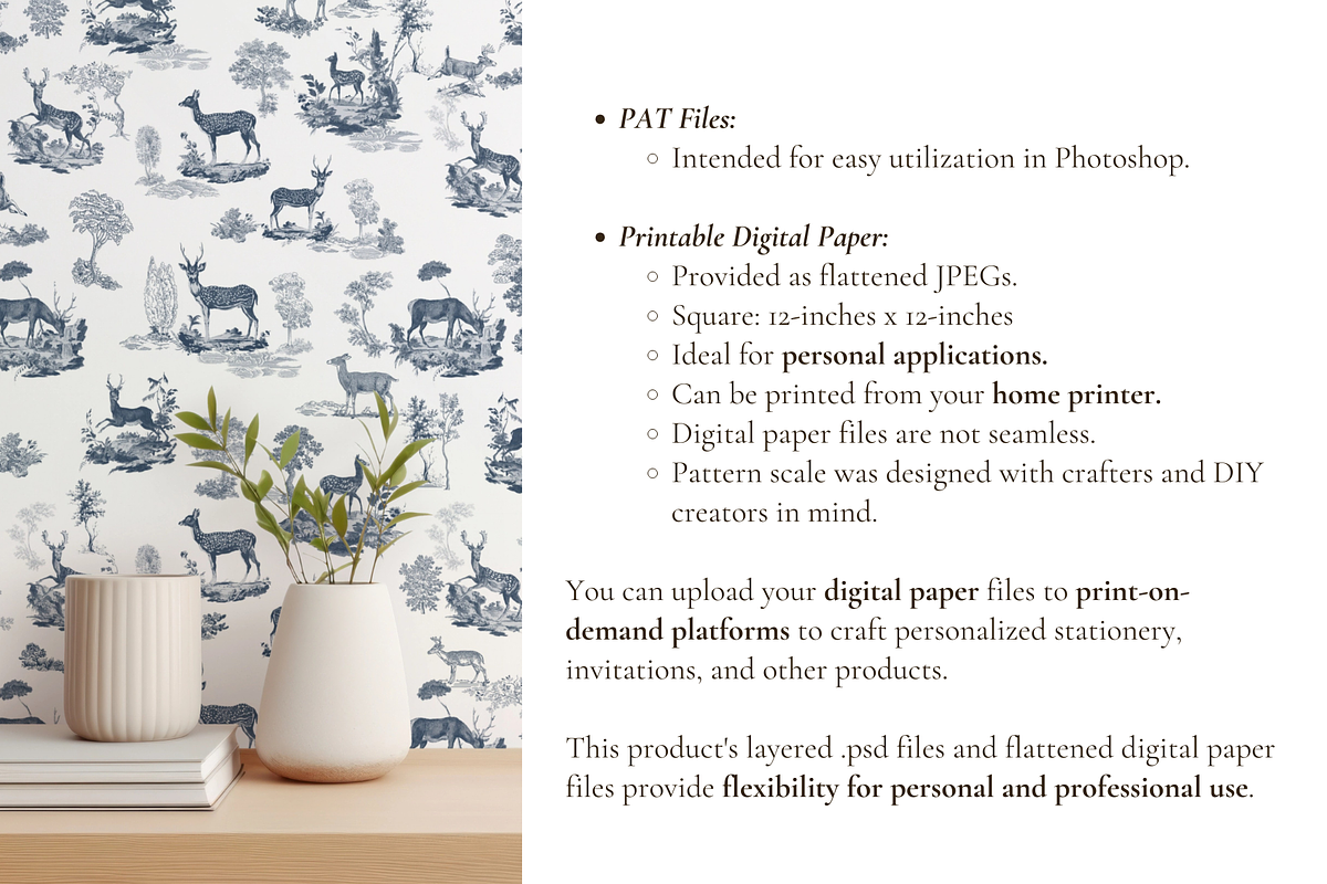 Deer Toile de Jouy Pattern, a Background Graphic by Hughes Studio (Photo 6 of 7)