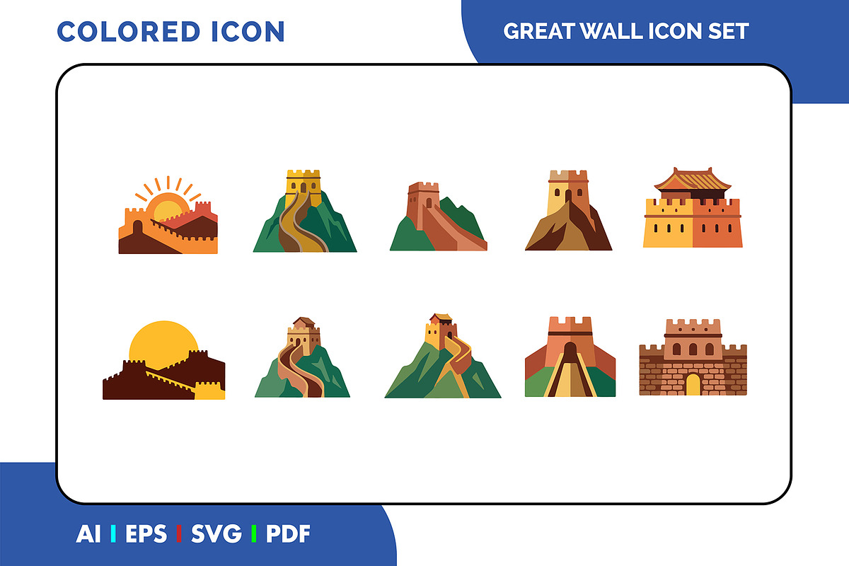 Great Wall China Vector Collection, a Duotone Icon by Fontmine Studio (Photo 1 of 3)