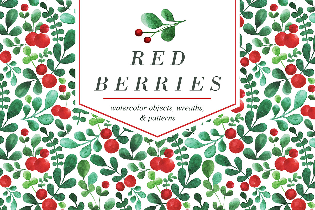 Red Berry Watercolor Clipart Set, a Decorative Illustration by Yashroom (Photo 1 of 4)