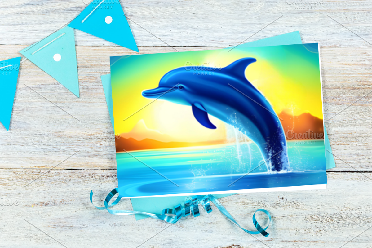 Template, Dolphin, Oceanlife, a Poster Template by Boho Pixel Dust (Photo 4 of 9)
