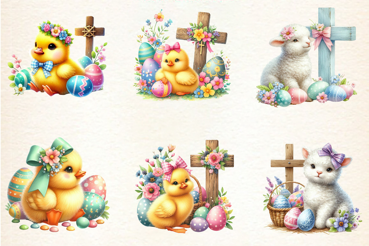 Easter Lamb and Goose Clipart Bundle, an Illustration by DreamArtGraphic (Photo 3 of 4)