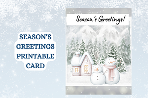 Season's Greetings Snowman Card, a Card Template by Pixels N Bows