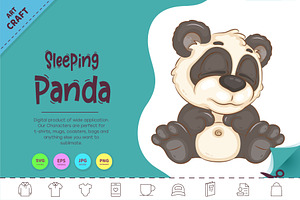 Cartoon Sleeping Panda. Clipart.