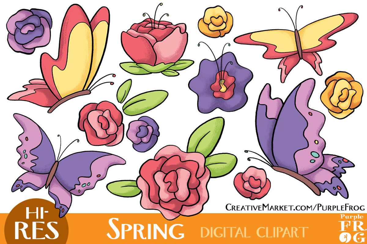 SPRING - Digital Clipart, an Illustration by Purple Frog (Photo 1 of 4)