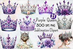 Purple Diamond Queen Tiara Sublimat, an Illustration by SVGArt