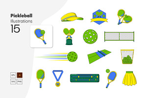 Pickleball Illustration Set, an Object Graphic by Salamahtype