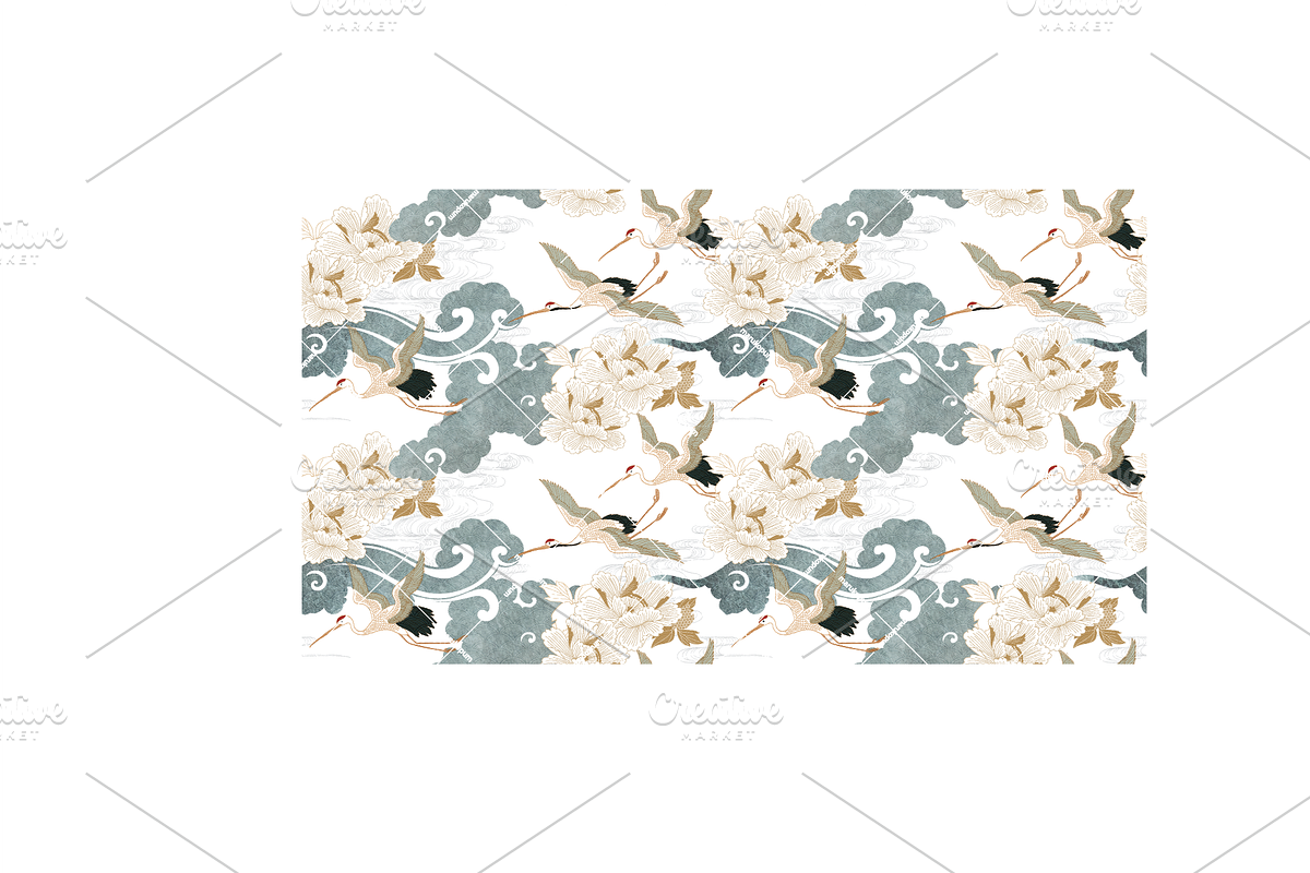 Crane birds with natural elements, a Pattern Graphic by marukopum (Photo 12 of 15)