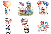 Watercolor 4th of July Girl Clipart, an Illustration by Designking (Thumbnail 3 of 5)