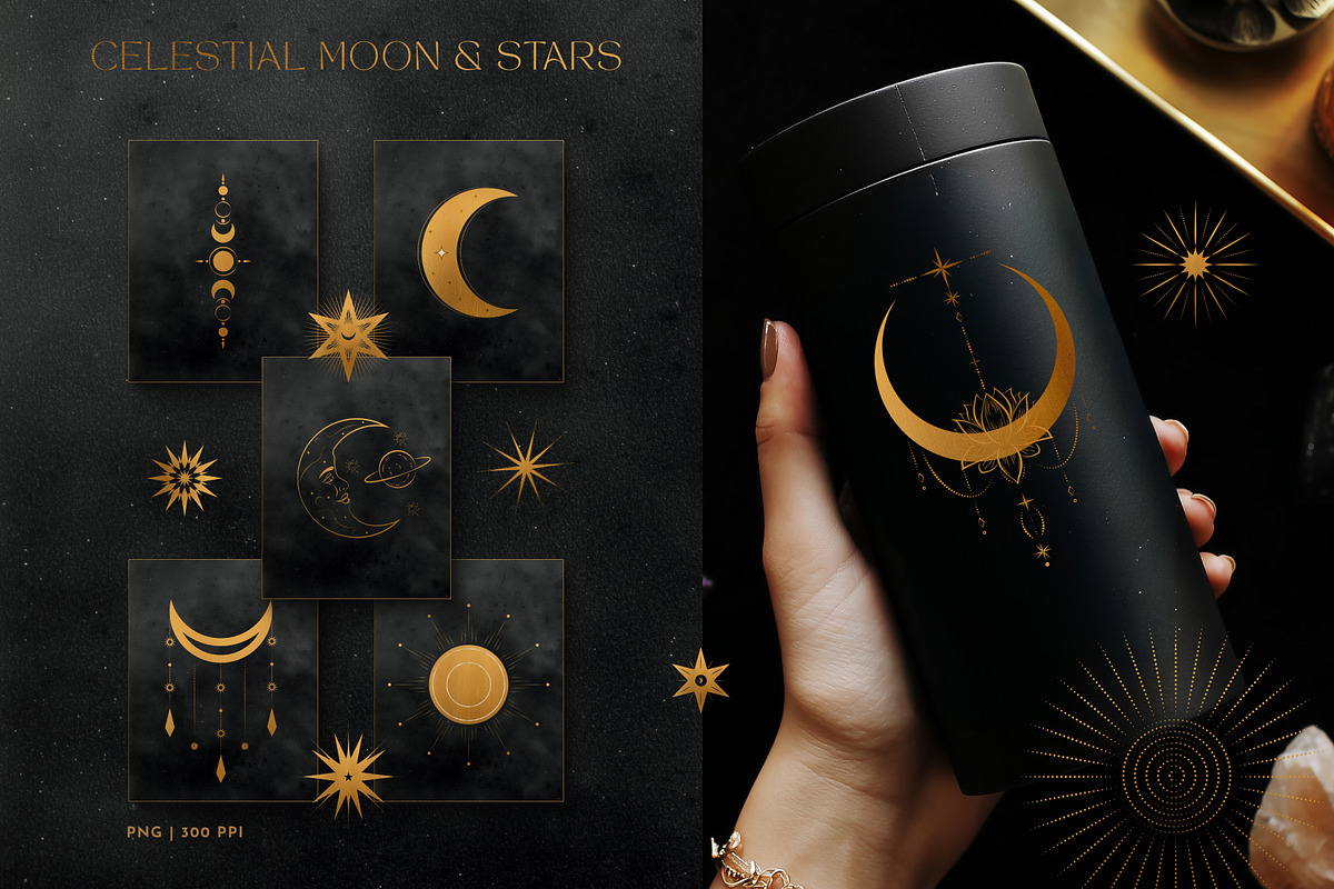 Gold Celestial Graphics Astrology, an Object Graphic by Under My Cozy Roof (Photo 6 of 16)