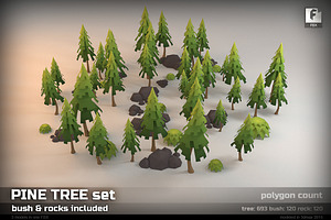 Pine Tree Low-poly Set