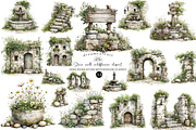 Stone wall wildflower clipart, an Illustration by DreamCafeArt (Thumbnail 1 of 6)