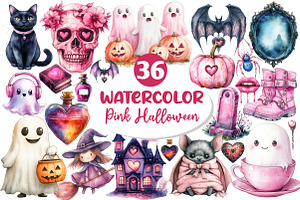 Pink Halloween Clipart PNG, an Illustration by Dream Creation