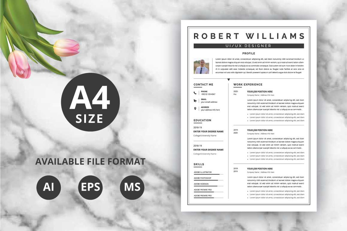 Clean Resume / CV Design Template, a Resume Template by Pixel Pro (Photo 1 of 3)