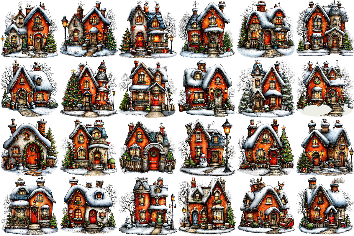 Christmas Victorian Houses Clipart, an Illustration by Pixels.Craft (Photo 5 of 6)