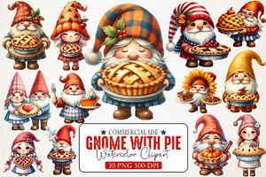 Gnome Holding Pie Clipart, an Illustration by RobertsArt