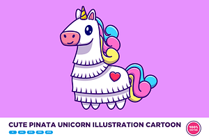 Cute Pinata Unicorn Illustration