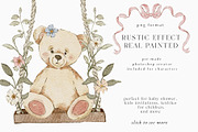 Teddy Bear & Bunny Watercolor spring, a Decorative Illustration by Grace Noboa Illustrations (Thumbnail 2 of 14)