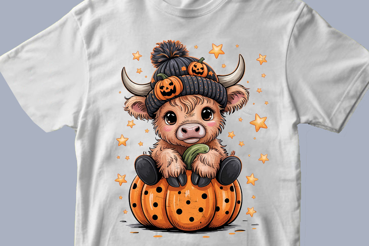 Cute Halloween Highland Cow PNG, a Graphic by olgasallom (Photo 3 of 3)