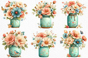 Watercolor Spring Mason Jar Clipart, an Illustration by Craft Nest (Thumbnail 5 of 12)