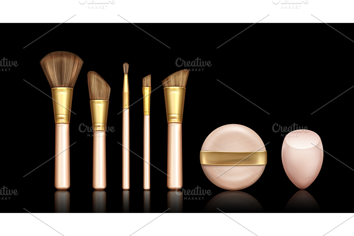 Makeup brush and sponge set isolated, an Object Illustration by art PVP - market