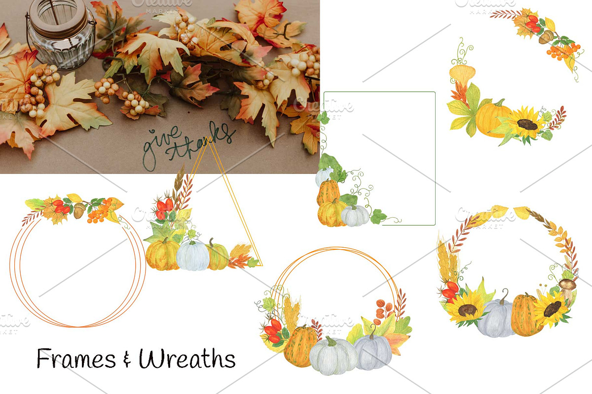 Autumn Floral Frames, Wreaths, a Seasonal Illustration by Contes_de_fée (Photo 4 of 12)