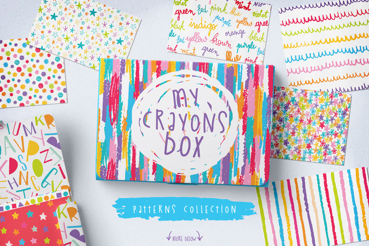 Seamless Hand-Drawn Crayons Patterns, a Pattern Graphic by The Paper Town (Photo 1 of 5)