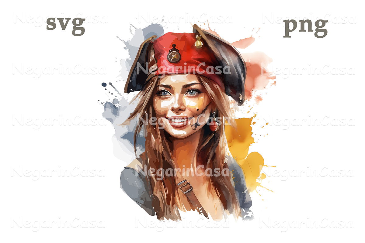 Watercolor Sexy Pirate Girl clipart, an Object Graphic by Negarin Digital Art (Photo 2 of 5)