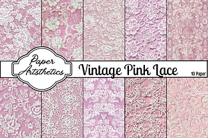Pink Lace Pattern Digital Paper