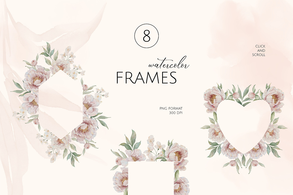 ROMANTIC PEONIES watercolor set, a Decorative Illustration by Yuliia Lashevska (Photo 7 of 14)