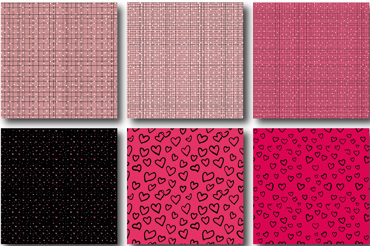 Black and Pink Valentine Pattern, an Illustration by CraftArtStudio (Photo 2 of 3)