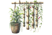 Hanging Plant Vase Watercolor Clipar, an Illustration by Designking (Thumbnail 4 of 4)