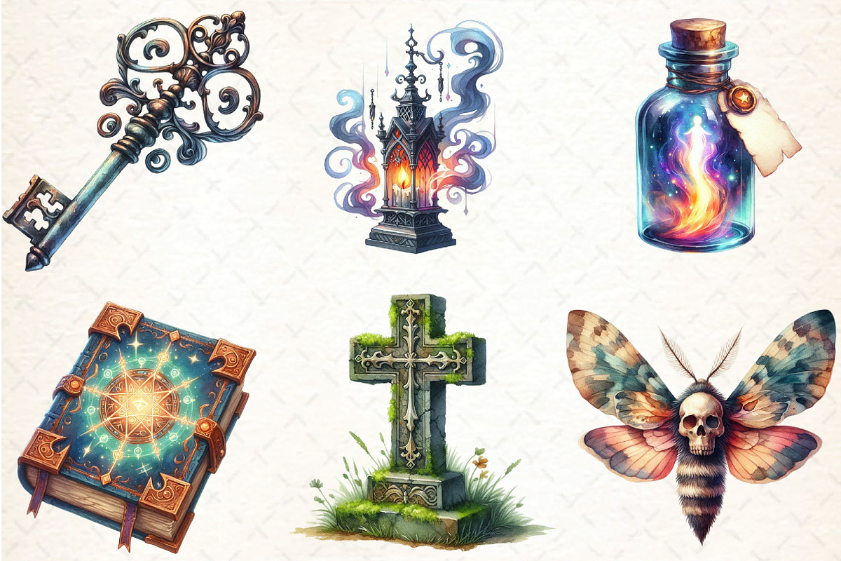 Antique Gothic Halloween Set PNG Cl, an Illustration by DreamCafeArt (Photo 4 of 5)