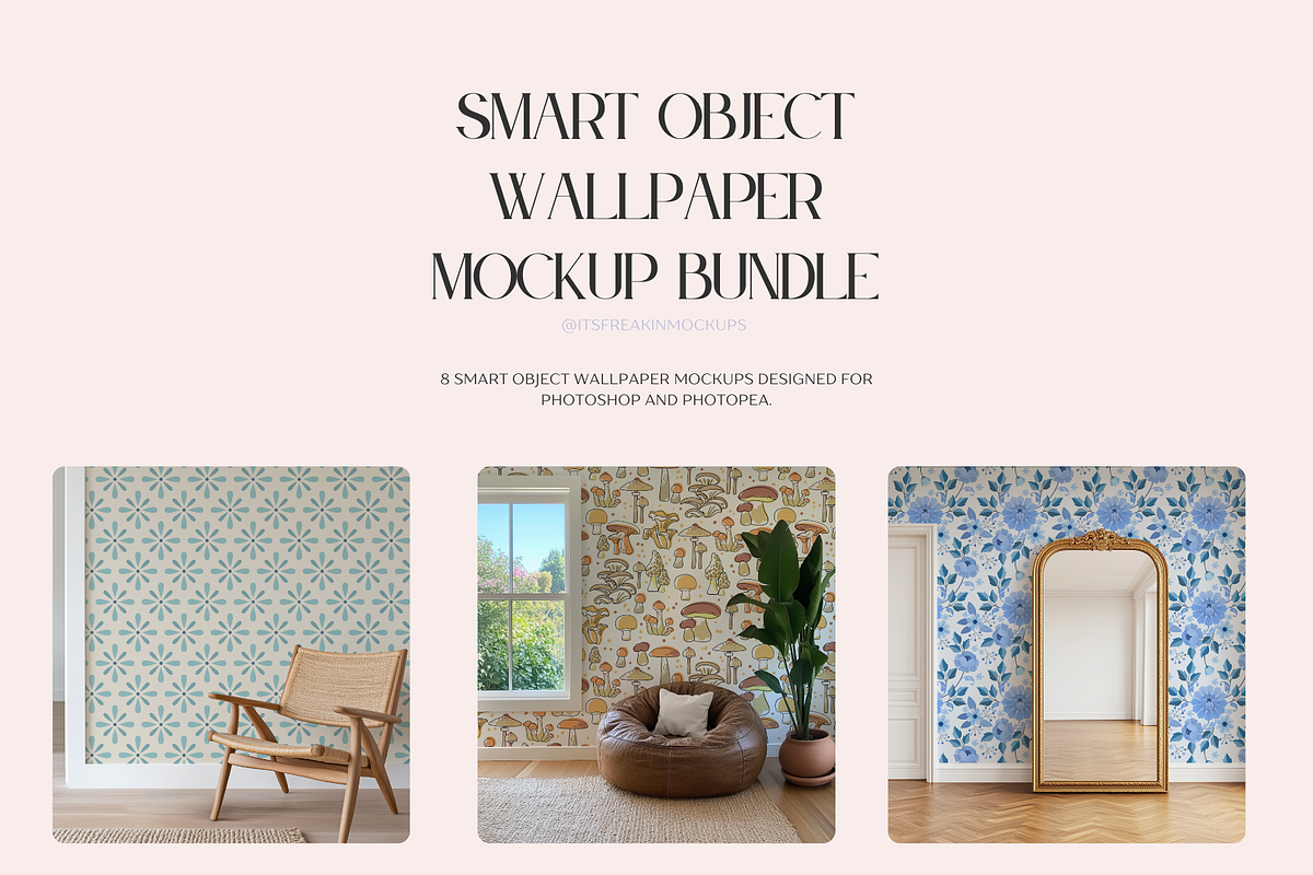 8 Wallpaper Mockup Bundle, a Household Mockup by ItsFreakinMockups (Photo 1 of 9)