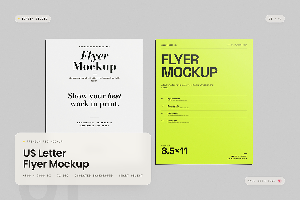 US Letter Flyer Mockup, an Advertising Mockup by Toasin Studio (Photo 1 of 7)