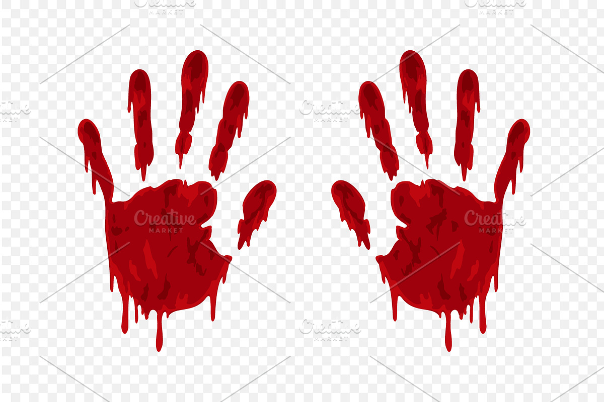 Bloody handprints on transparent, an Object Illustration by GraphiShop